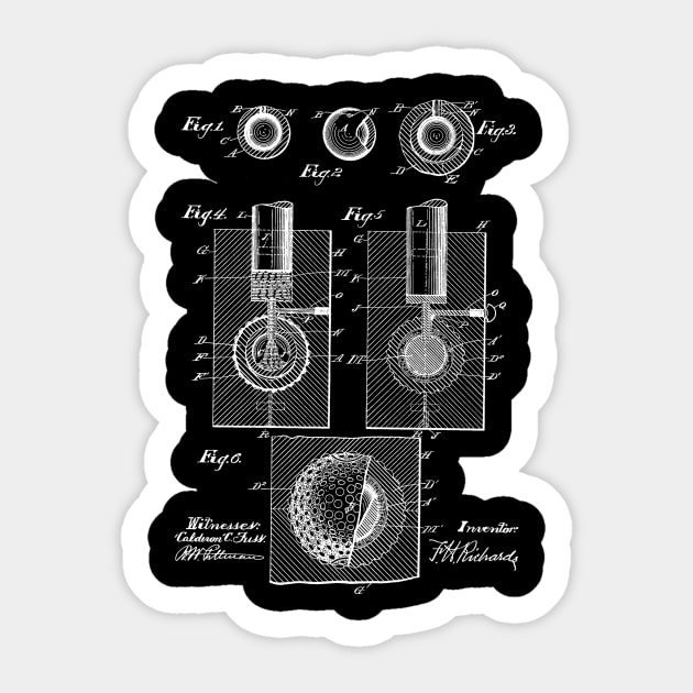 Golf Ball Vintage Patent Hand Drawing Sticker by TheYoungDesigns